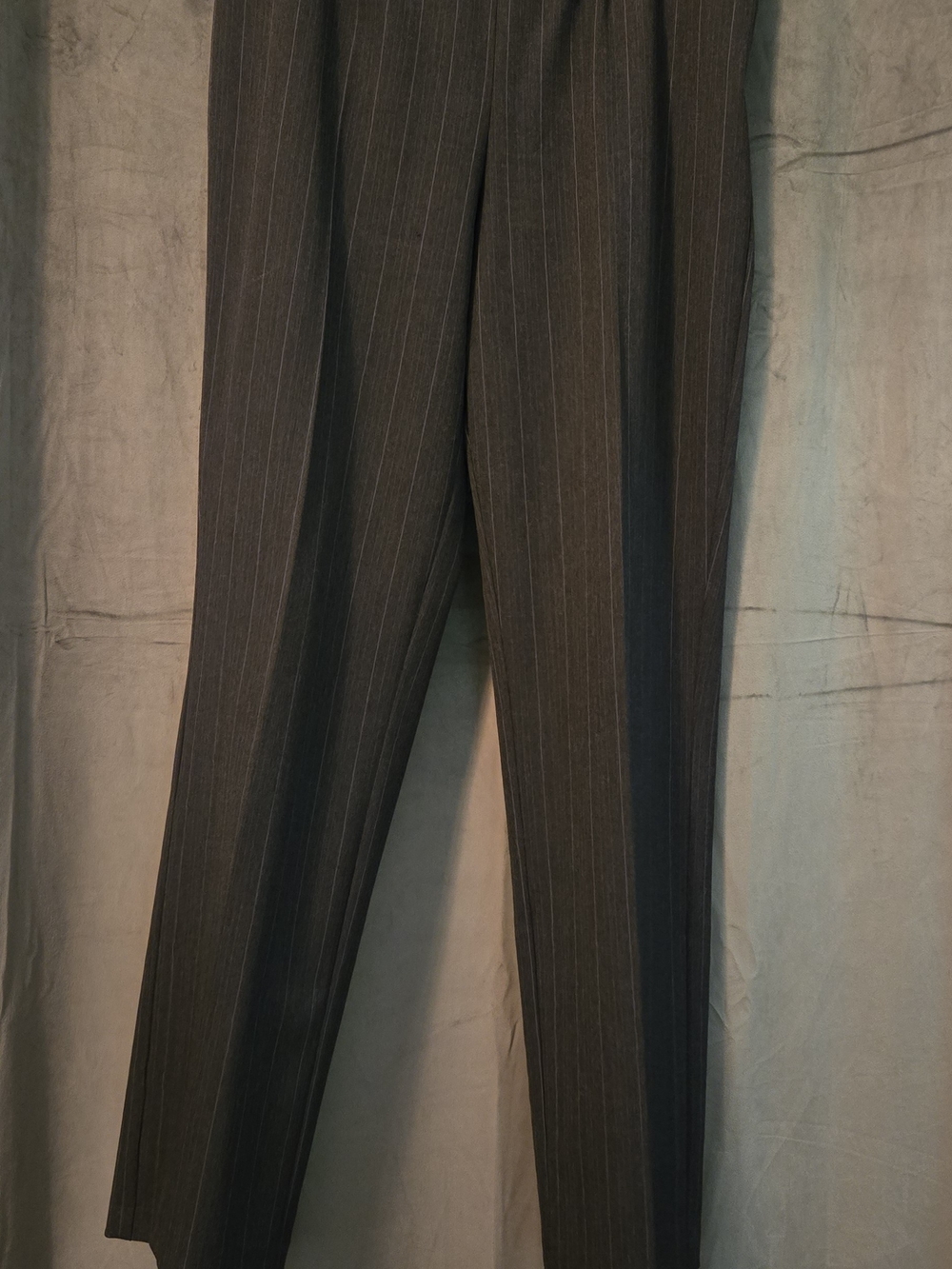 Women's Pinstripe Dress Pants in Charcoal Gray
